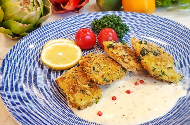 カレイのカレーパン粉焼きマスタードソース